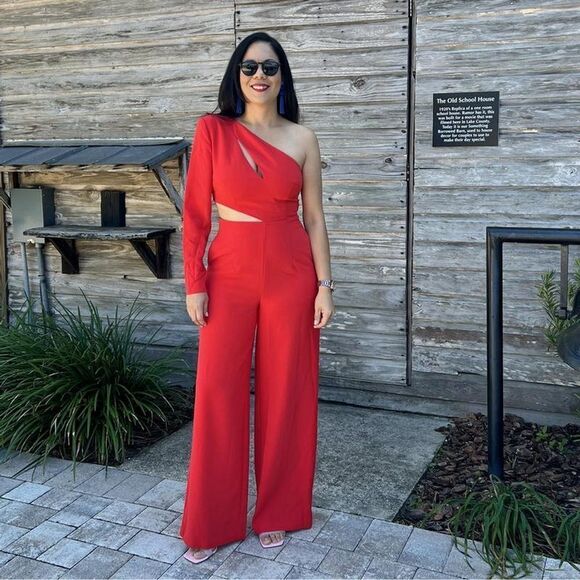 Women's One Shoulder Cut-Out Jumpsuit - Sergio Hudson x Target Red 2X - Picture 5 of 11